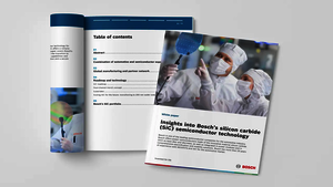 Bosch white paper ‘Everything you always wanted to know about SiC’ Teaser Image picture of a printed version of Bosch white paper ‘Everything you always wanted to know about SiC’ .