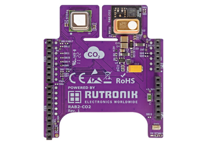 The Rutronik Adapter Board - RAB2 for CO2 Sensing features state-of-the-art sensors from Infineon and Sensirion. The Rutronik Adapter Board - RAB2 for CO2 Sensing features state-of-the-art sensors from Infineon and Sensirion.