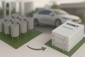 ALUMINIUM-ELEKTROLYTKONDENSATOREN IN RECHTECKBAUFORM Aus Rund wird eckig – Platz effizienter nutzen